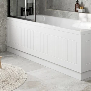 Modern Front Bath Side Panel Tongue & Groove White MDF 1700mm Adjustable Plinth - Picture 1 of 9