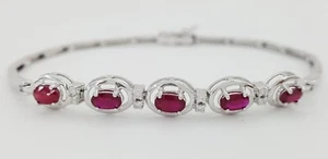 Ruby & Diamond 14k White Gold Bracelet 0.9 ct 7.25" Retail $2495 - Picture 1 of 9