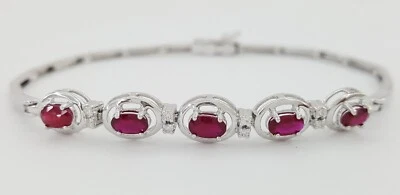 Ruby & Diamond 14k White Gold Bracelet 0.9 ct 7.25" Retail $2495 - Image 1 of 4