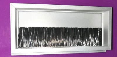 Aluminum Alloy Desk Rectangle Wire Cable Grommet Hole Cover Outport Port Silver - Image 1 of 4