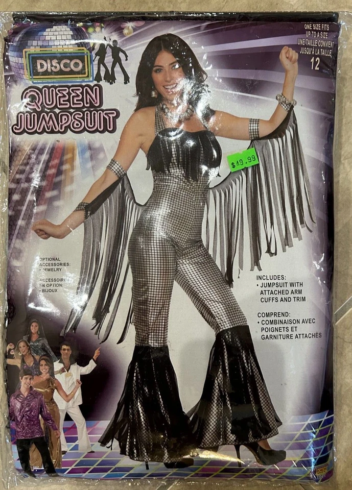 Mono Disco Queen Años 70 Plateado Disfraz Mujer Adulto NUEVO en PAQUETE 12 Foros Foto 1 de 2