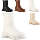 Damen Plateau Boots Stiefeletten Profil-Sohle Schuhe 837849 Trendy Neu