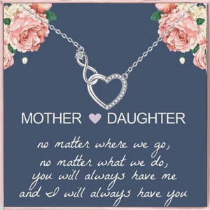Mother and Daughter Jewellery Gifts For Mum Mom Daughter Heart Infinity Necklace - Picture 1 of 10