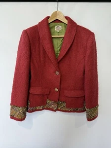Coronets and Queens Red Felted Wool Mix Blazer Jacket Size XL - Picture 1 of 14
