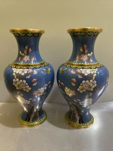 Jarrones Cloisonne de mediados del siglo XX - un par - Imagen 1 de 8