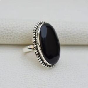 Black Onyx Gemstone 925 Sterling Silver Statement Handmade Partywear Ring S1447