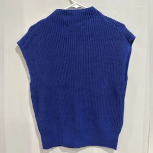 Chaleco Suéter Ann Taylor Loft Cuello Simulado Algodón Mezcla Acrílico Azul Real Mediano - Imagen 1 de 8