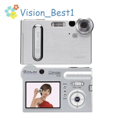 Casio Exilim EX-S3 Digital Camera 3.2 MP Slim CCD Sensor Silver Date/Time Stamp - Image 1 of 4