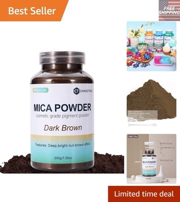 Versátil polvo de mica marrón oscuro 200 g - Seguro para esmalte de uñas y fabricación de velas Foto 1 de 4