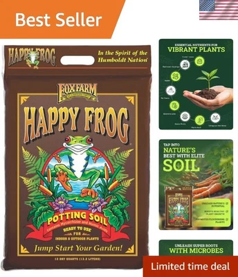 Suelo para macetas FoxFarm Happy Frog, 12 qt (13,2 litros)- Mejora la raíz, pH ajustado Foto 1 de 4