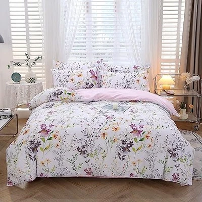  Floral Duvet Cover Set King Size 3-Pieces Egyptian Cotton King-3pcs Lilac - Image 1 of 4