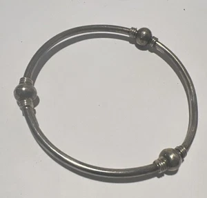 Vintage Italy 925 Sterling Silver Bangle Bracelet W/ 3 Orb Motif - Picture 1 of 10