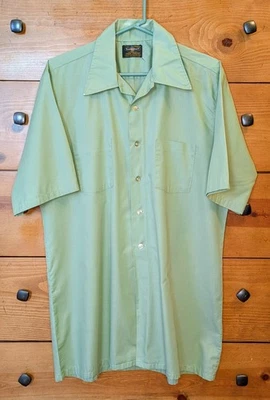 Camisa De Colección Años 60/70 Penneys Towncraft Penn Prest Sólida Como Nueva/Verde Musgo S/S Para Hombres L Foto 1 de 4