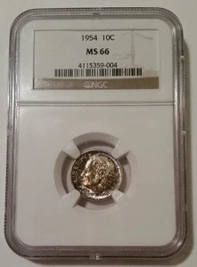 1954 Roosevelt Dime MS66 NGC Toning - Picture 1 of 4