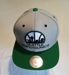 Gorra Seattle Supersonics Mitchell & Ness Logo NBA Snapback Gris y Verde Nueva - Imagen 1 de 4