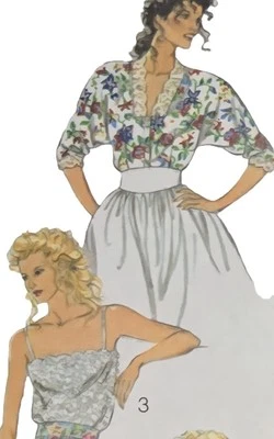 1980s Crop Batwing Suntop Blouse Camisole Lace Top Style 1699 Sewing Pattern - Image 1 of 3
