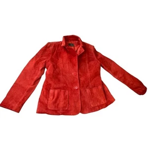 John Paul Richard Red Suede Jacket, 2-Button Blazer, Petite 12 - Picture 1 of 7