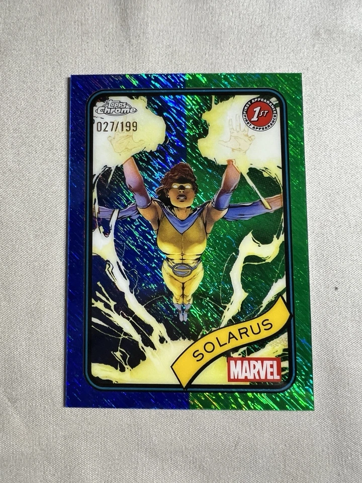 2025 TOPPS Chrome Marvel Comic Blue & Green Shimmer Solarus 027/199 - Image 1 of 2