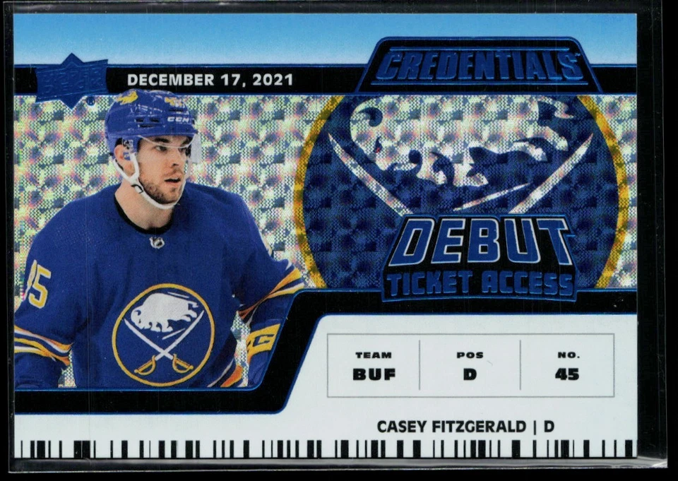 2022-23 Upper Deck Credentials Horizontal Blue #117 Casey Fitzgerald RC 83/99 - Image 1 of 2