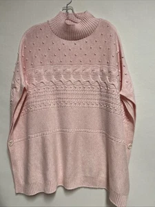 Talbots rosa Poncho Pullover strukturiert groß kastig geräumig Cape Sweater - Bild 1 von 10