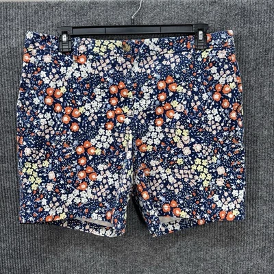 Pantalones Cortos Chinos Relajados Talbots 7” Para Mujer 14 Azul Floral Jardín Tiro Alto Elastizados Foto 1 de 4