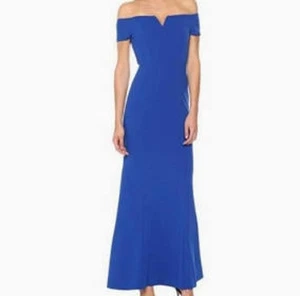 Maxi Vestido Calvin Klein Azul Cobalto Ponte Hombro Descubierto - Imagen 1 de 9