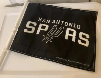 San Antonio Spurs NBA Licensed 11 X 14 Window Mount 2-Sided Car Flag - Image 1 of 4