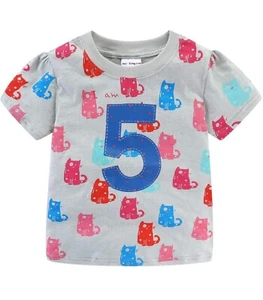 5th Birthday Shirt Girls 5T Short Sleeve Cute Cartoon 5T Kittens - Picture 1 of 6