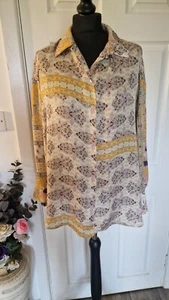 Mango size 3/Large mixed print satin shirt in yellow - Picture 1 of 9