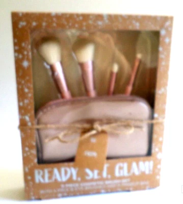 Cosmetic 5 Piece Brush Set Gift With  4 Face & Eye Brushes And Makeup Bag - Image 1 of 2