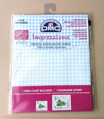 DMC Impressions Printed Needlework Fabric Blue Tiles NOS - Image 1 of 2
