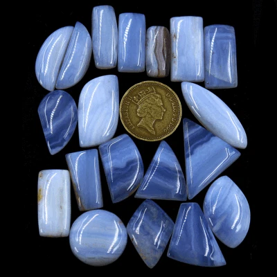 Lote de 19 piedras preciosas sueltas cabujón cabujón de grado superior azul natural de 18 mm-32 mm Foto 1 de 4