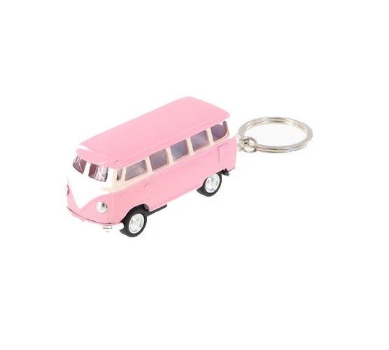 2.5" Kinsmart 1962 Volkswagen Bus Diecast Toy Car Keychain 1:64 Pastel Pink - Image 1 of 1
