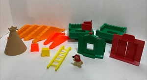 lot plastic lincoln log pieces teepee house roofs chimneys door Native American - Picture 1 of 12