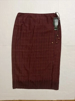 Maxi Falda Recta Envolvente Mujer Lauren Ralph Lauren Seda Lino Ladrillo Rojo Foto 1 de 4