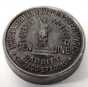 Great Western Smelting & Refining Co. Chicago & St. Louis Liberty Babbitt Lingotto - Foto 1 di 6