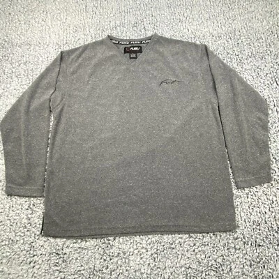 Fubu Sweater Mens Medium Spellout Long Sleeve V-Neck Comfort Pullover Gray - Image 1 of 4