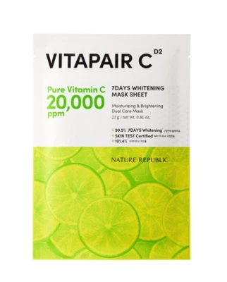 Nature Republic Vitapair C 7days Whitening Mask Sheet 23ml 10ea K-Beauty - Image 1 of 4