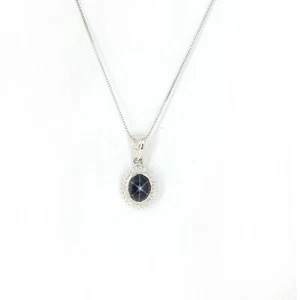 Star Blue Sapphire & Diamond Pendant 925 Sterling Silver Pendant Women's Jewelry - Picture 1 of 5