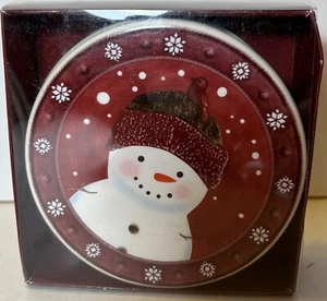 St. Nicholas Square WARM WISHES Drink Coaster Set 4Pc Snowman Red Oatmeal - Picture 1 of 4