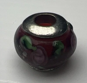 Dije retro de plata de ley 925 con cuentas de burbujas de vidrio de Murano rosas rojas rosas - Imagen 1 de 8