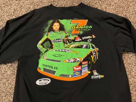 NASCAR Danica Patrick Racing Shirt Mens 2X Long Sleeve Double Sided Print Neon Cover