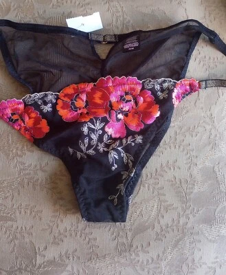 Bikini Victoria's Secret Bragas Tanga M Raro Bordado W Dorado Floral 2012 Malla Foto 1 de 4