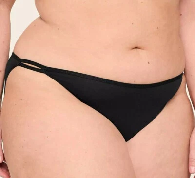 Braguita de bikini Lane Bryant Little de algodón negro de doble cuerda talla grande 26/28, 4X Foto 1 de 4