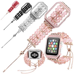Frauen Mädchen Bling Perlen Kristall Armband Uhrenarmbänder für Apple Watch 7654321 - Bild 1 von 40