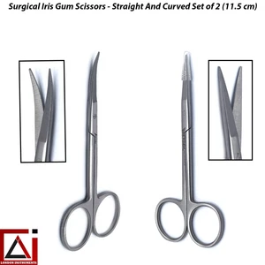 Beaden® Surgical Crafts Iris Tissue Scissors Straight and Curved Gum Stitch X2   - Picture 1 of 7