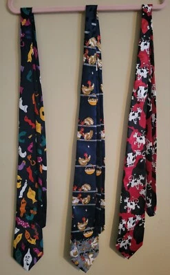 Lot Of 3 Funny Neckties - Renaissance Handmade - Humor Gift Foto 1 de 4