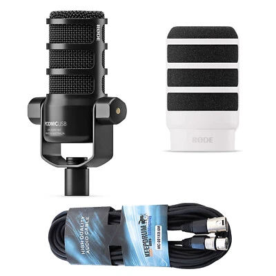 Rode Mikrofon Podmic USB mit WS14W Popschutz Weiss und Kabel - Bild 1 von 4