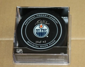 EDMONTON OILERS #31 Grant Fuhrer Autografiado Firmado Puck Salón de la fama 2003 con estuche Beckett - Imagen 1 de 4
