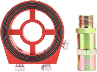 适合汽车运动 JDM 铝油/仪表过滤器三明治适配器板套件红色 — 第 1/4 张图片